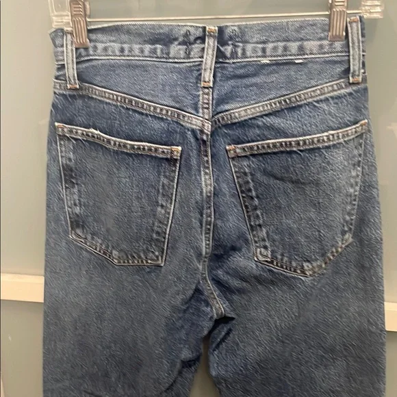 Agolde Blue Straight Leg Denim Jeans with Distressed Hem, 25 - Picture 7 of 14